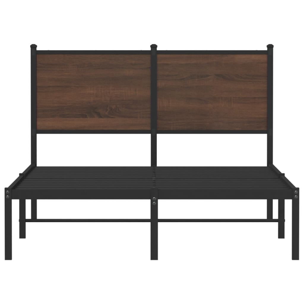 Metal Bed Frame without Mattress Brown Oak 120x200 cm