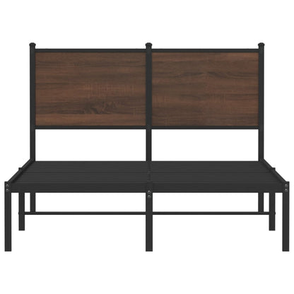 Metal Bed Frame without Mattress Brown Oak 120x200 cm