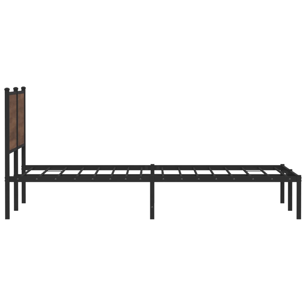 Metal Bed Frame without Mattress Brown Oak 137x190 cm