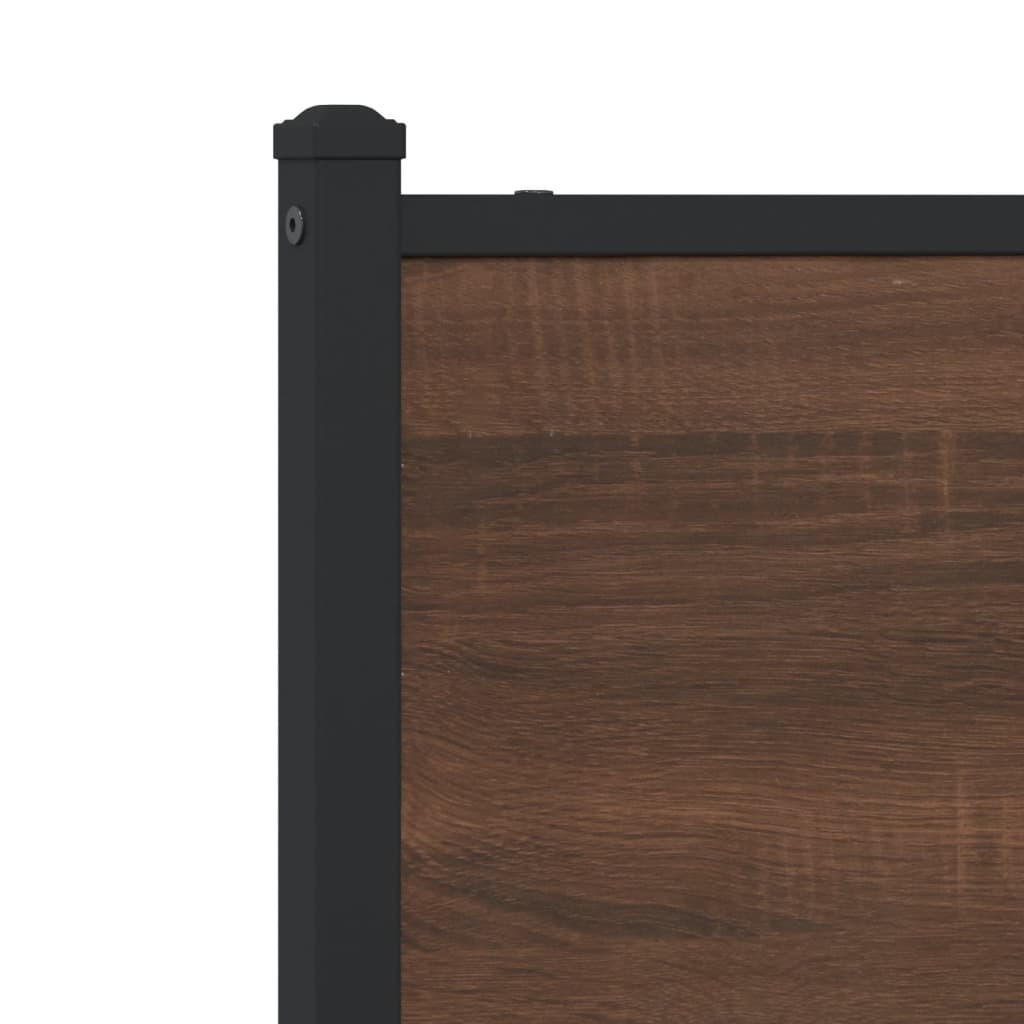 Metal Bed Frame without Mattress Brown Oak 137x190 cm