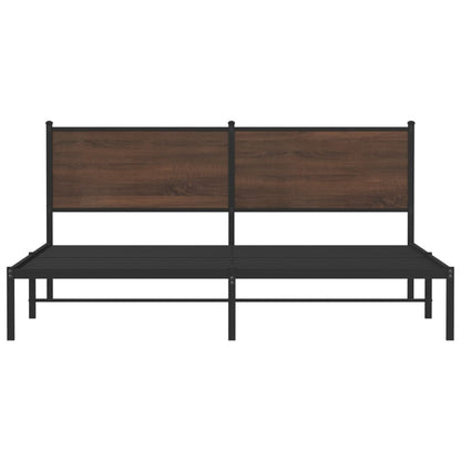 Metal Bed Frame without Mattress Brown Oak 180x200 cm Super King