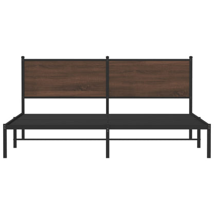 Metal Bed Frame without Mattress Brown Oak 183x213 cm