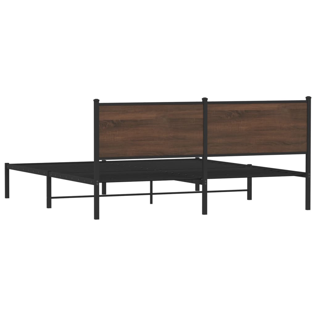 Metal Bed Frame without Mattress Brown Oak 183x213 cm