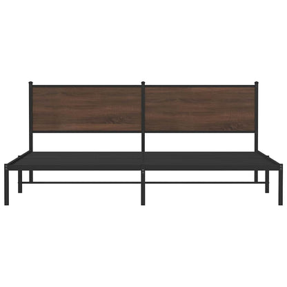Metal Bed Frame without Mattress Brown Oak 193x203 cm