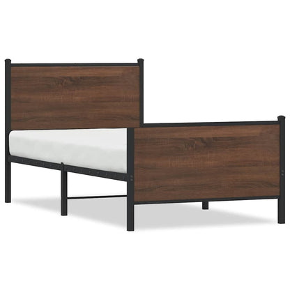 Metal Bed Frame without Mattress Brown Oak 80x200 cm