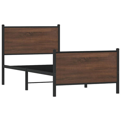 Metal Bed Frame without Mattress Brown Oak 80x200 cm