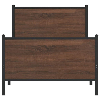 Metal Bed Frame without Mattress Brown Oak 80x200 cm