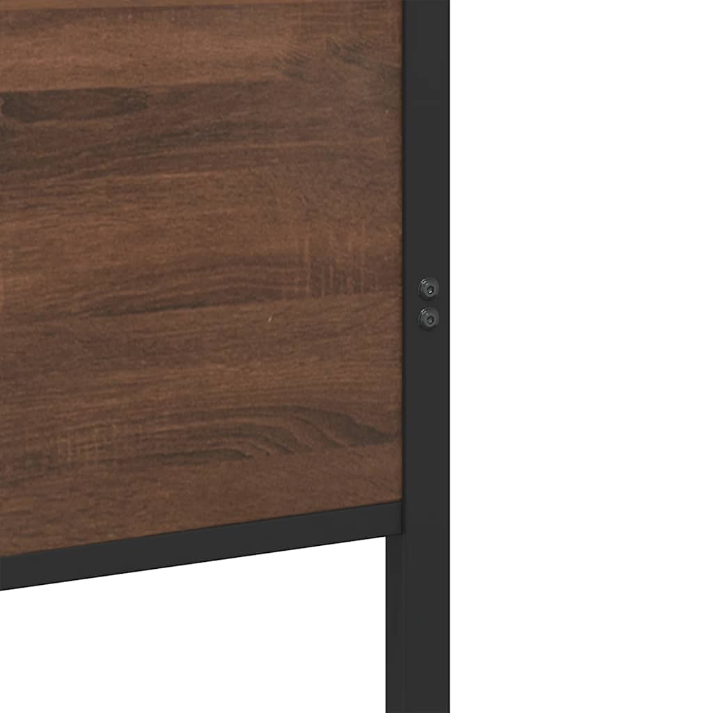 Metal Bed Frame without Mattress Brown Oak 80x200 cm