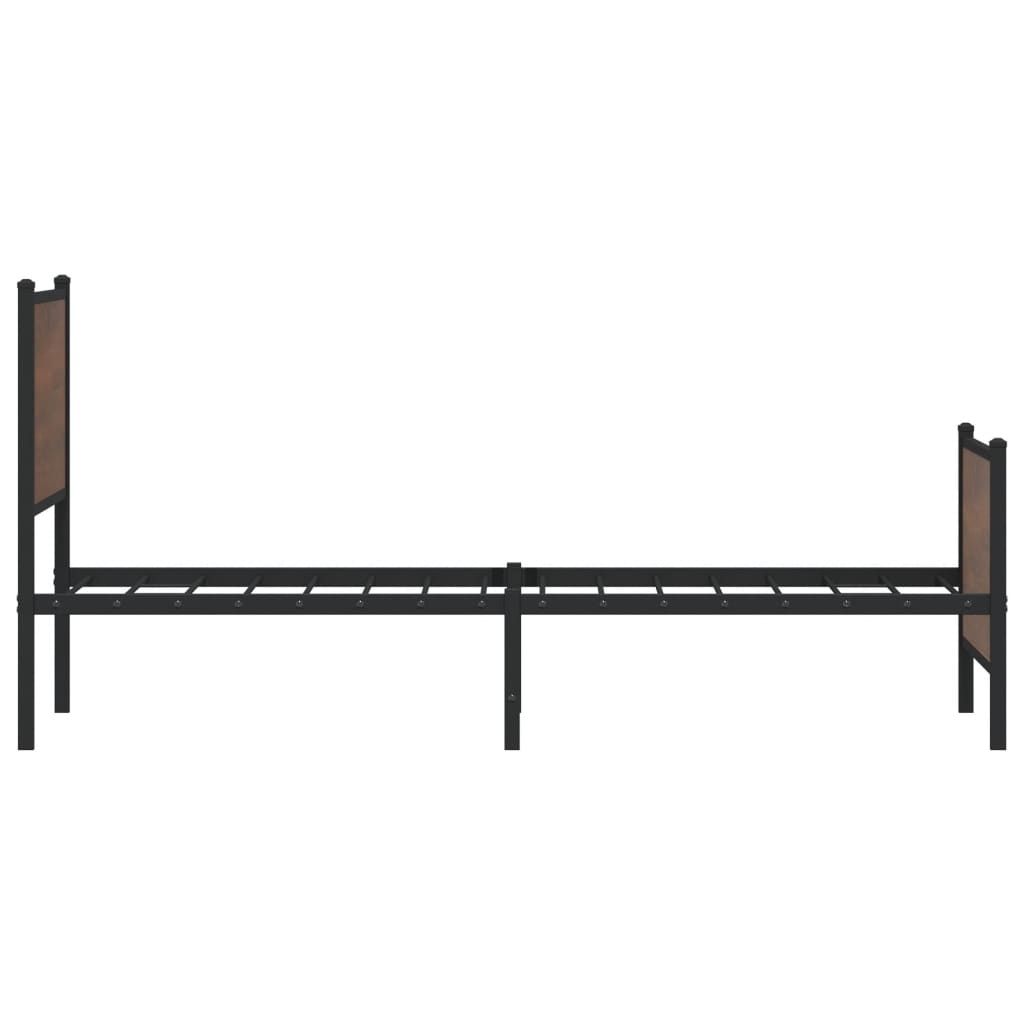 Brown Oak Metal Bed Frame 90x200 cm - Sturdy & Stylish Design