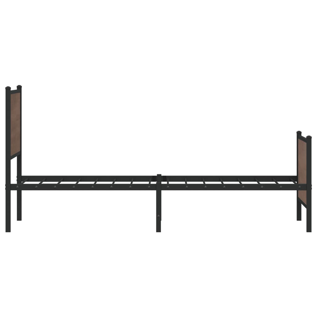 Brown Oak Metal Bed Frame 100x190 cm - Sturdy & Stylish Design
