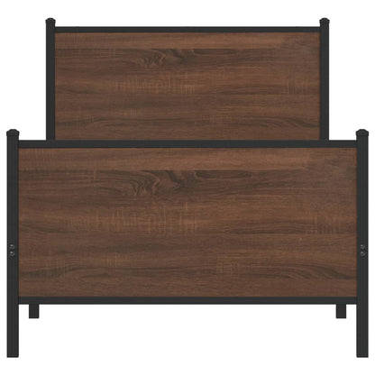 Metal Bed Frame without Mattress Brown Oak 107x203 cm