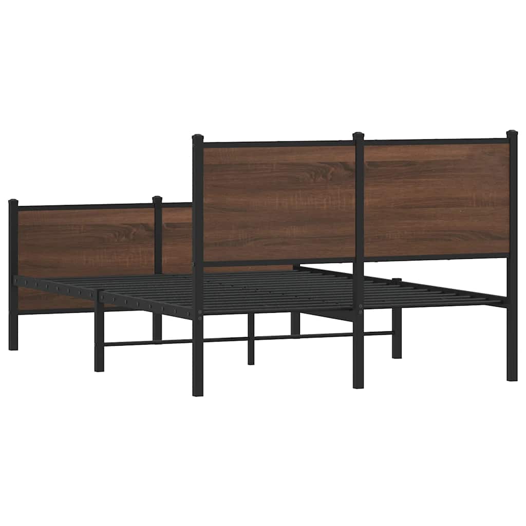 Brown Oak Metal Bed Frame 120x200 cm - Sturdy & Stylish Design