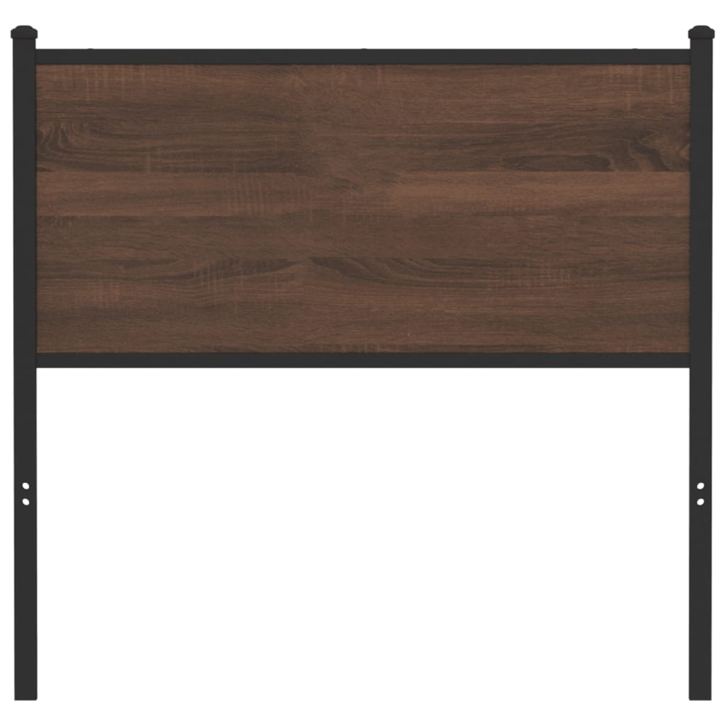 Brown Oak & Steel Headboard - 90 cm Engineered Wood Finish