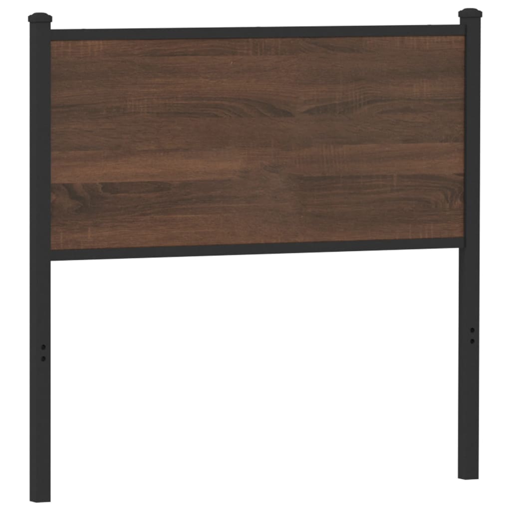 Brown Oak & Steel Headboard - 90 cm Engineered Wood Finish