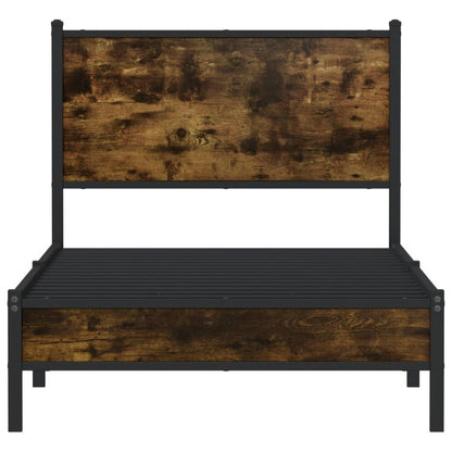 Smoked Oak Metal Bed Frame 75x190 cm - Small Single Size