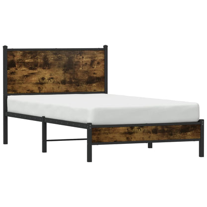 Smoked Oak Metal Bed Frame 100x200cm - Stylish & Durable Design
