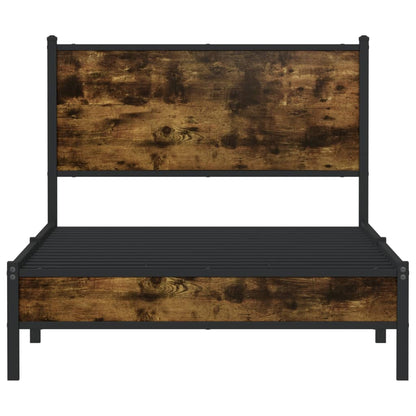Smoked Oak Metal Bed Frame 100x200cm - Stylish & Durable Design