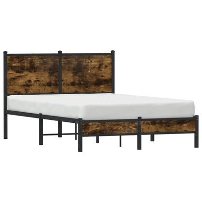 Smoked Oak Metal Bed Frame 120x190 cm - Small Double Size
