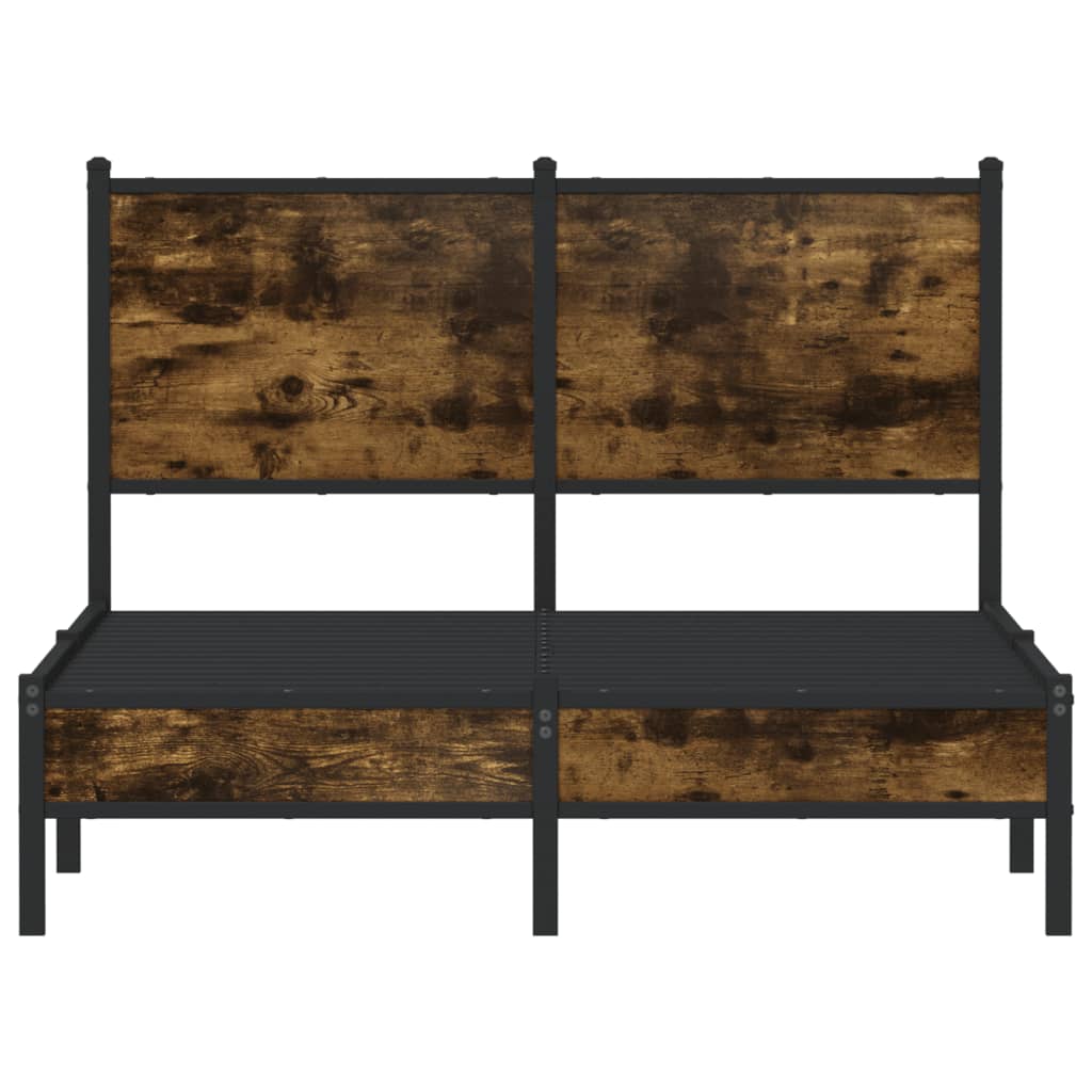 Smoked Oak Metal Bed Frame 120x190 cm - Small Double Size