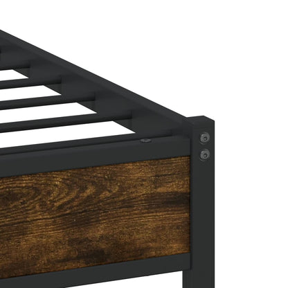 Smoked Oak Metal Bed Frame 120x190 cm - Small Double Size