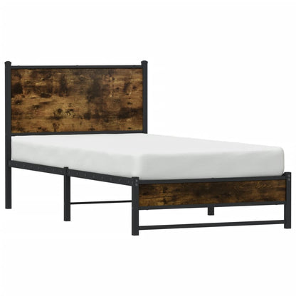Smoked Oak Metal Bed Frame - Small Single 75x190 cm