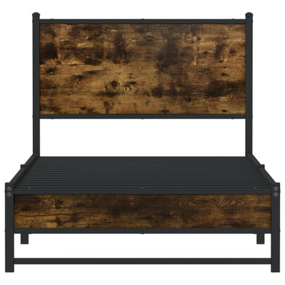 Smoked Oak Metal Bed Frame - Small Single 75x190 cm