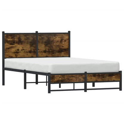 Smoked Oak Metal Bed Frame 120x190 cm - Small Double