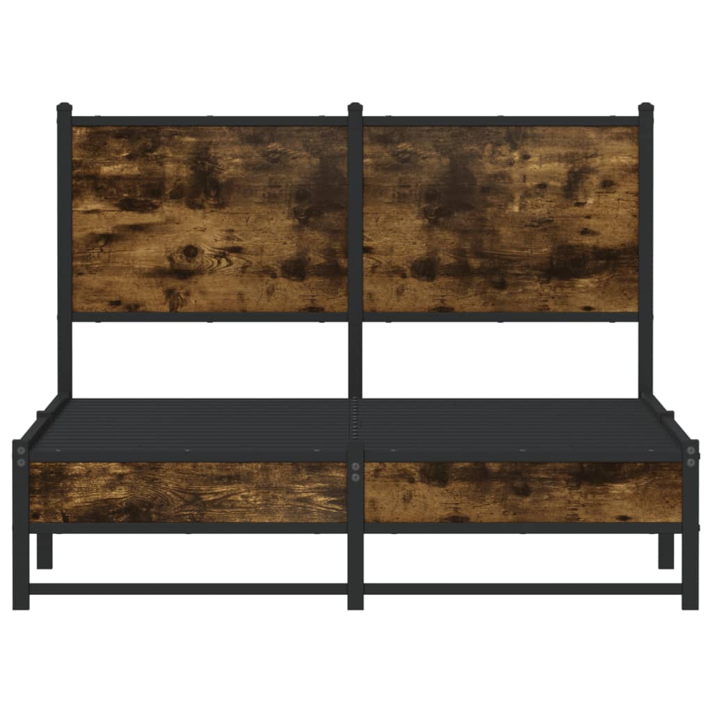 Smoked Oak Metal Bed Frame 120x190 cm - Small Double