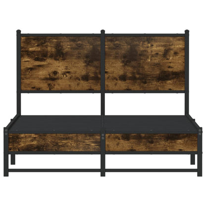 Smoked Oak Metal Bed Frame 120x190 cm - Small Double