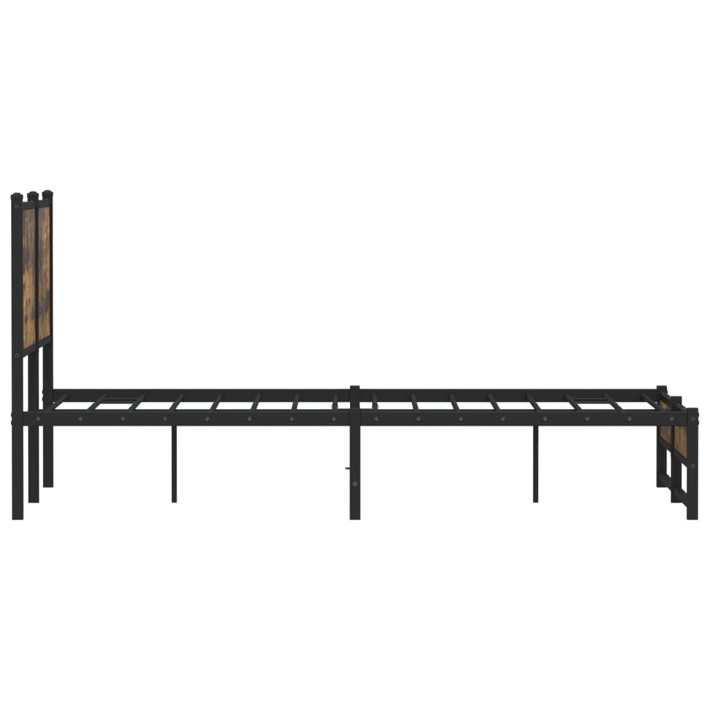 Smoked Oak Metal Bed Frame 120x190 cm - Small Double