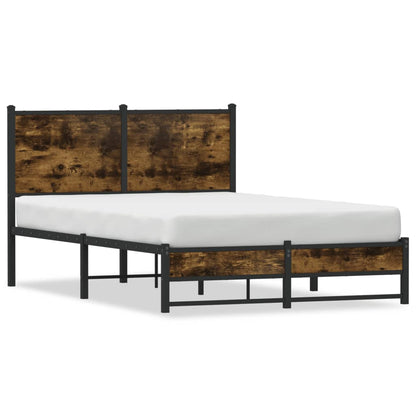 Smoked Oak Metal Bed Frame 120x200 cm - No Mattress Included