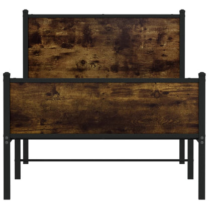 Stylish Smoked Oak Metal Bed Frame 80x200 cm - No Mattress
