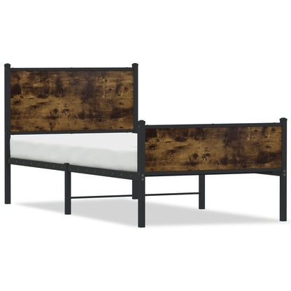 Smoked Oak Metal Bed Frame 90x200 cm - Stylish and Durable