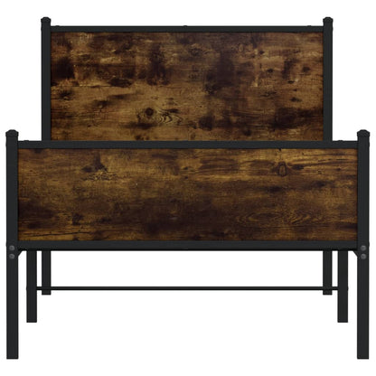 Smoked Oak Metal Bed Frame 90x200 cm - Stylish and Durable