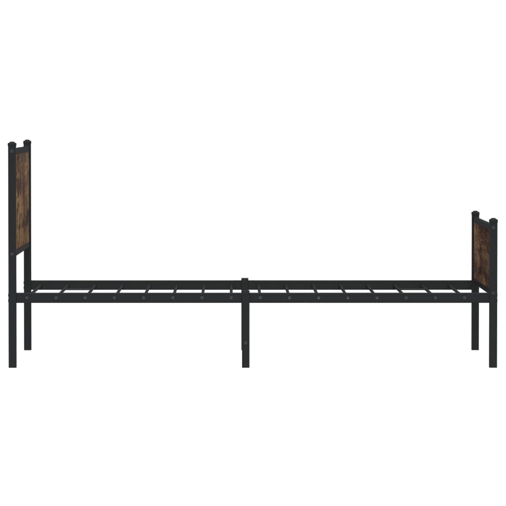 Smoked Oak Metal Bed Frame 90x200 cm - Stylish and Durable