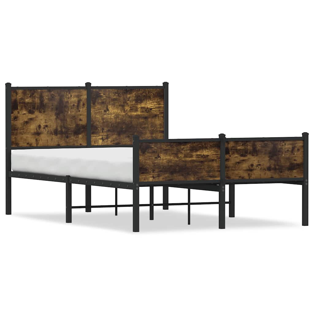 Smoked Oak Metal Bed Frame 120x190 cm - Small Double Size