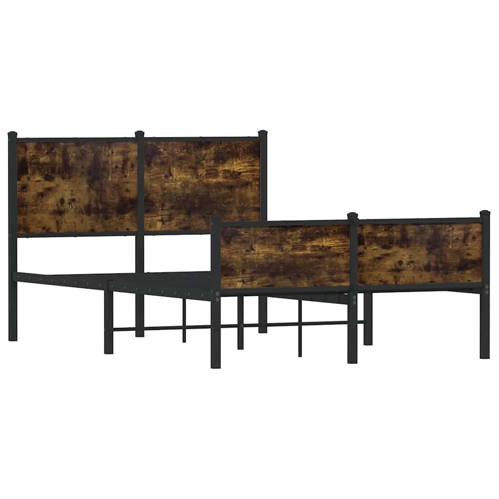 Smoked Oak Metal Bed Frame 120x190 cm - Small Double Size