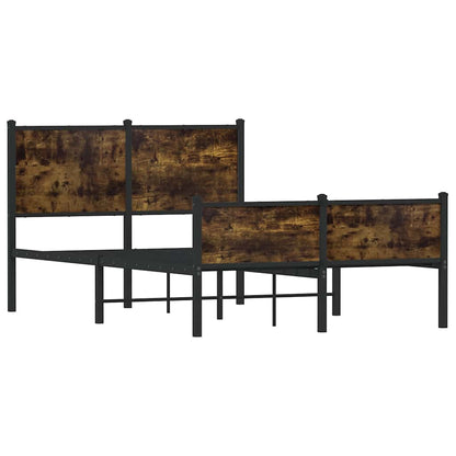 Smoked Oak Metal Bed Frame 120x190 cm - Small Double Size