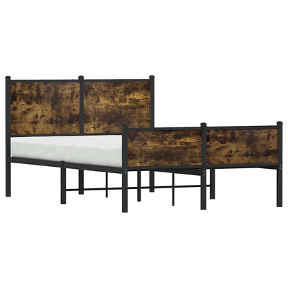 Smoked Oak Metal Bed Frame 120x190 cm - Small Double Size