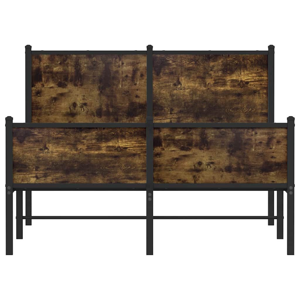 Smoked Oak Metal Bed Frame 120x190 cm - Small Double Size