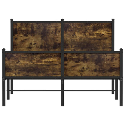 Smoked Oak Metal Bed Frame 120x190 cm - Small Double Size