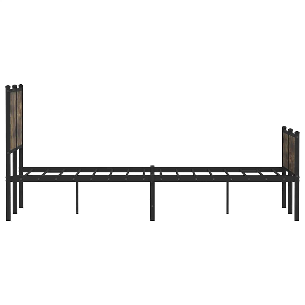 Smoked Oak Metal Bed Frame 120x190 cm - Small Double Size