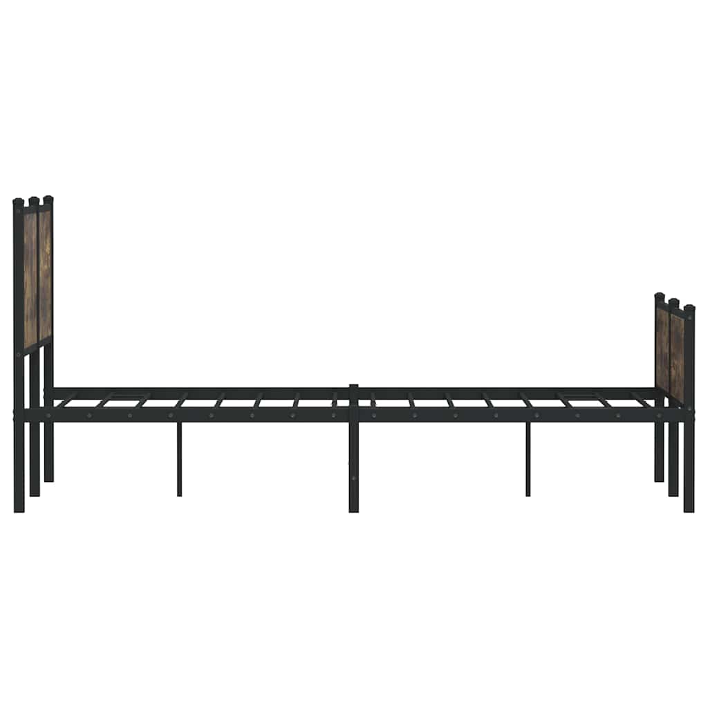 Smoked Oak Metal Bed Frame 120x200 cm - Stylish & Durable