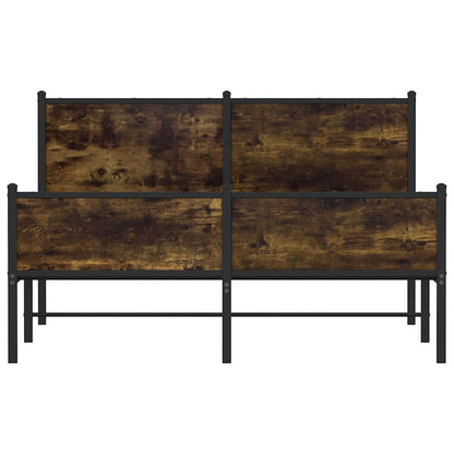 Smoked Oak Metal Bed Frame 137x190 cm - Sturdy & Stylish Design