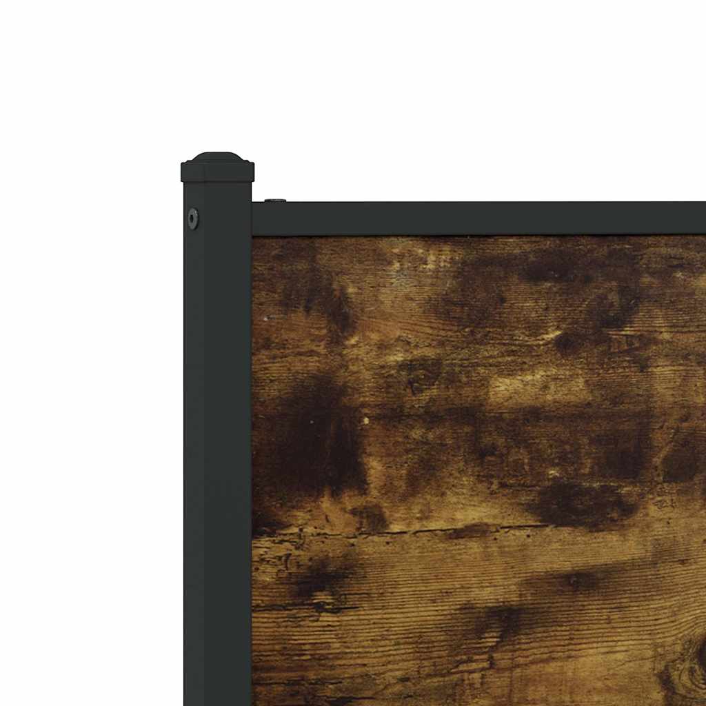 Smoked Oak Metal Bed Frame 140x200 cm - Durable & Stylish Design