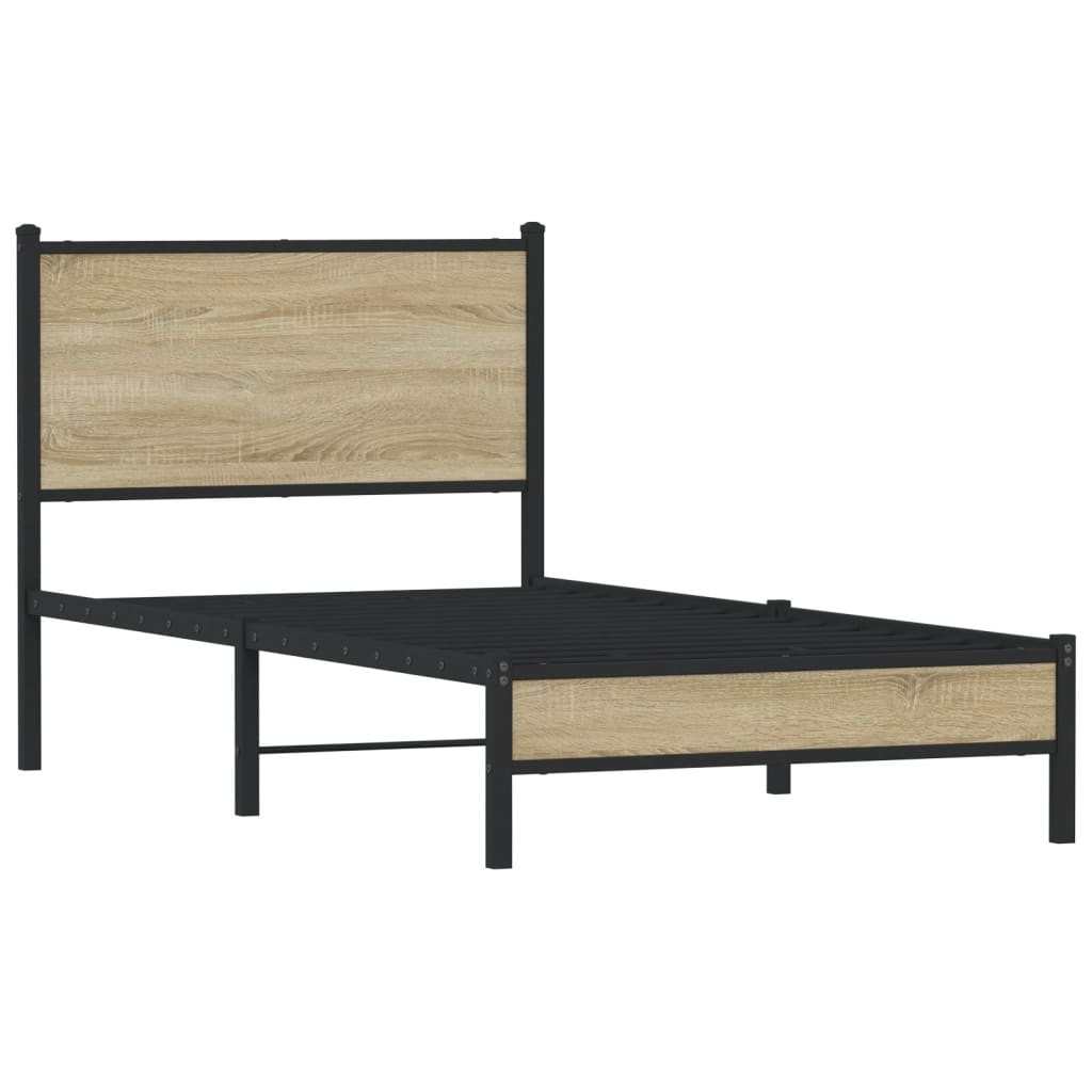 Sonoma Oak Metal Bed Frame 75x190cm Small Single