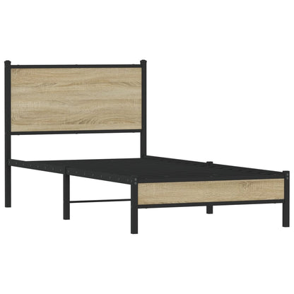 Sonoma Oak Metal Bed Frame 80x200 cm - No Mattress Included