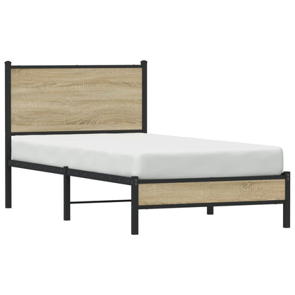 Sonoma Oak Metal Bed Frame 80x200 cm - No Mattress Included