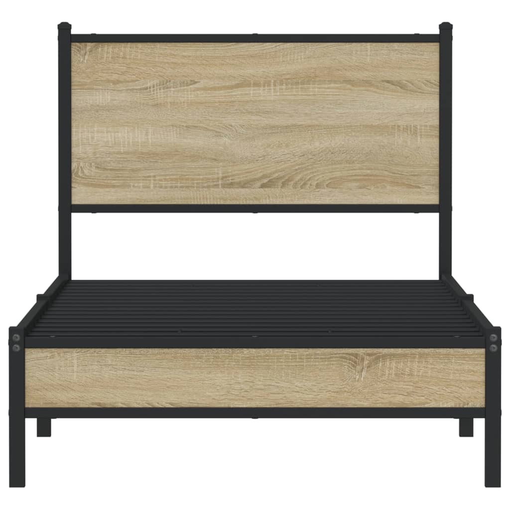 Sonoma Oak Metal Bed Frame 80x200 cm - No Mattress Included
