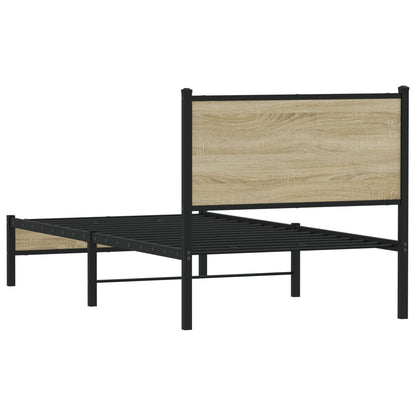 Sonoma Oak Metal Bed Frame 80x200 cm - No Mattress Included